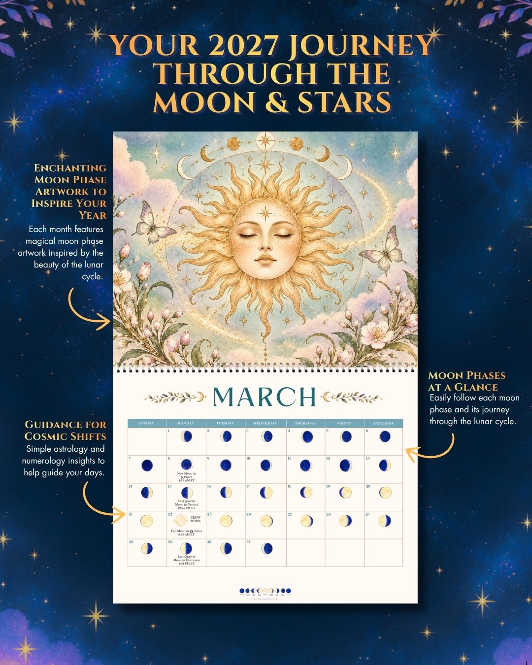 2027 Celestial Dreams Moon Phase Calendar