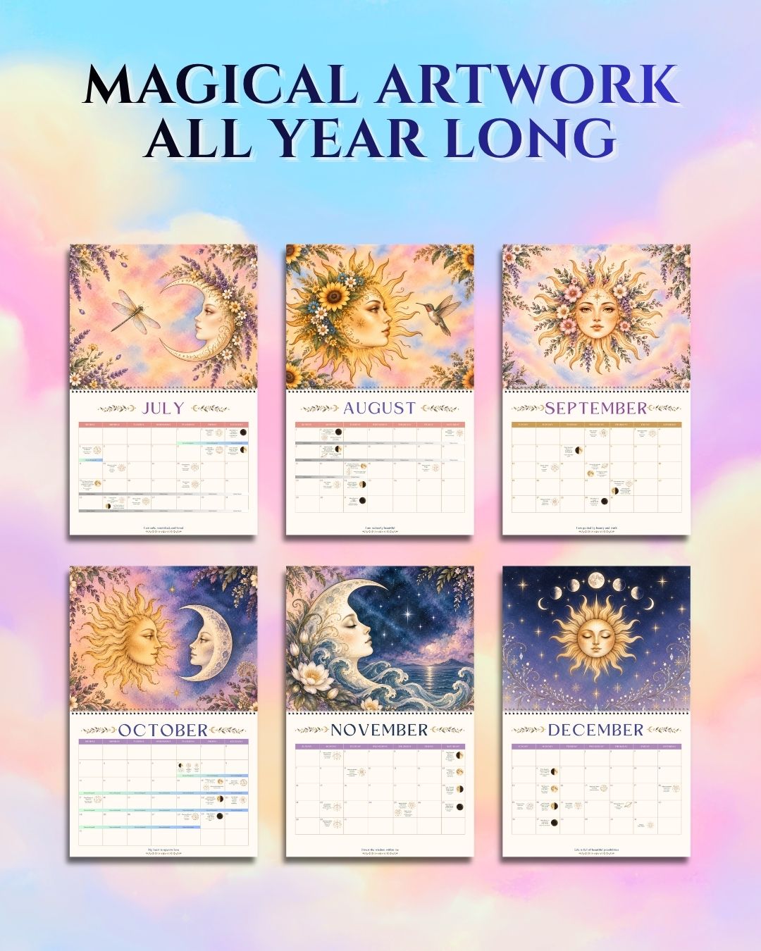 2027 Mystical Sun Boho Astrology Wall Calendar
