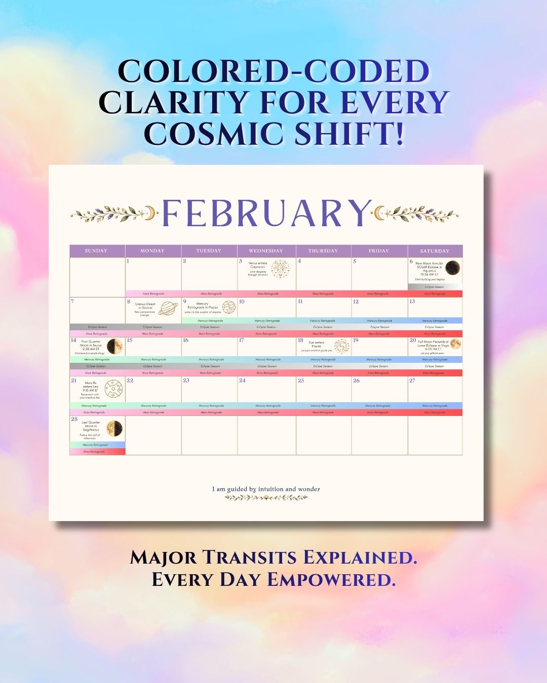 2027 Mystical Sun Boho Astrology Wall Calendar