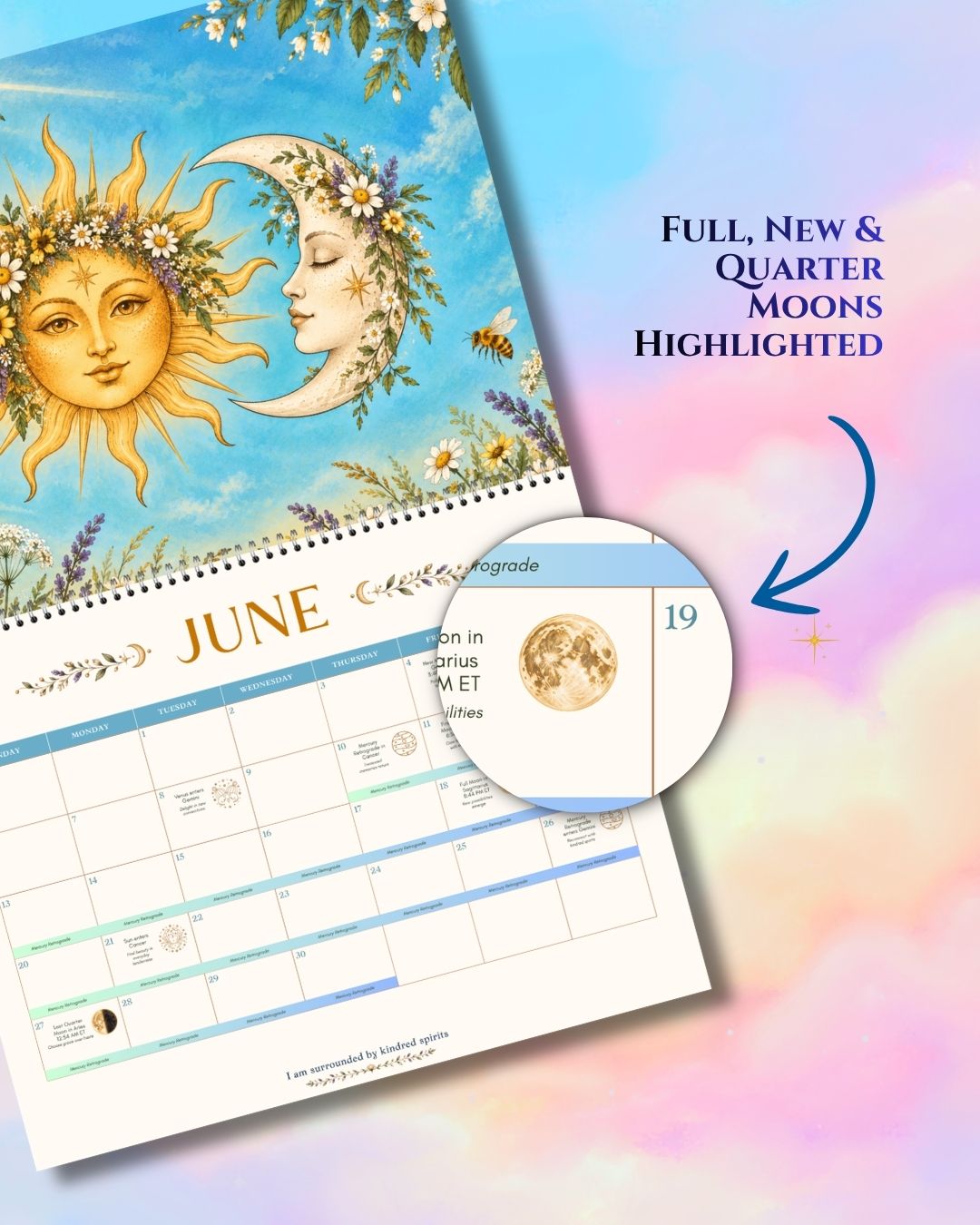 2027 Mystical Sun Boho Astrology Wall Calendar