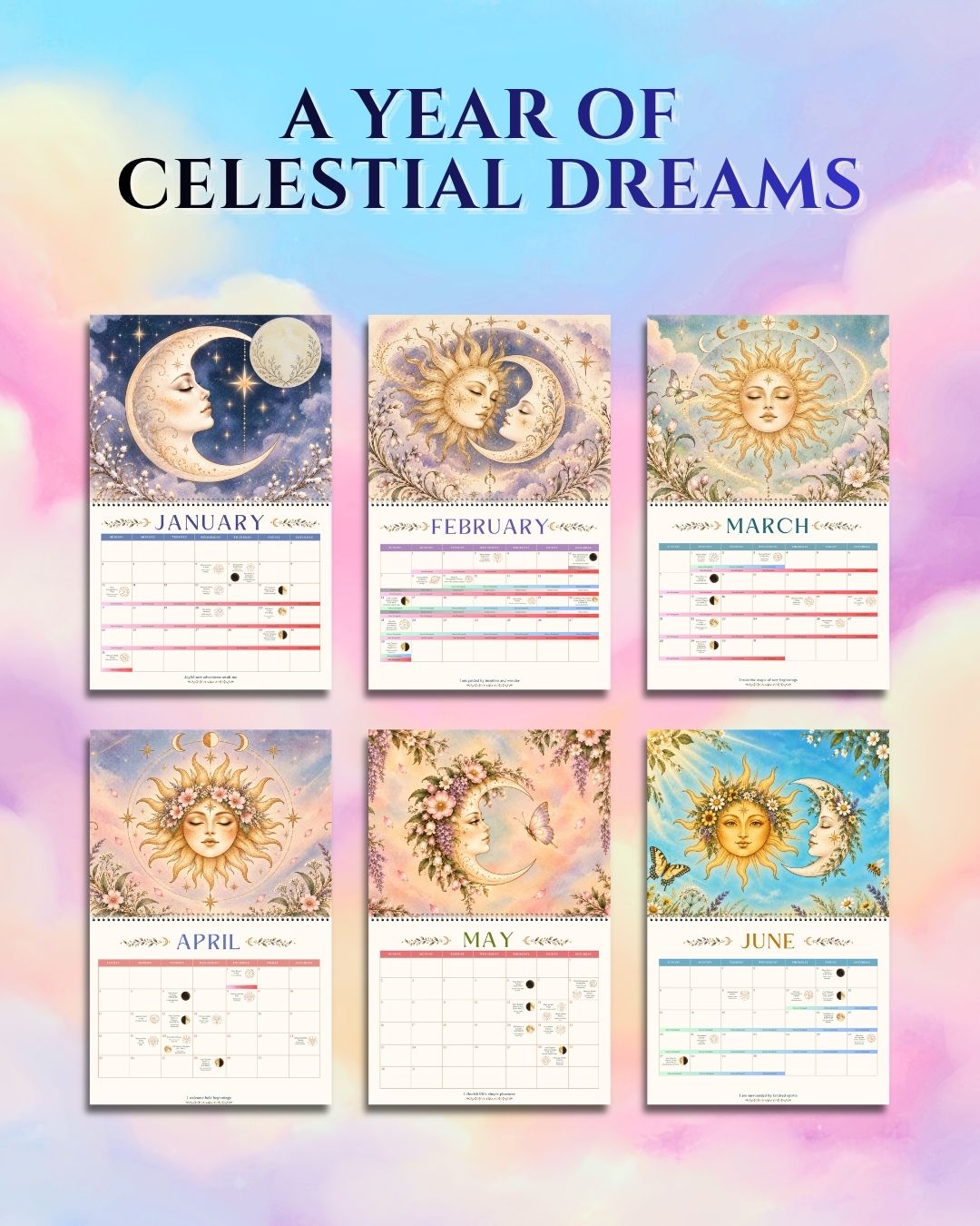 2027 Mystical Sun Boho Astrology Wall Calendar