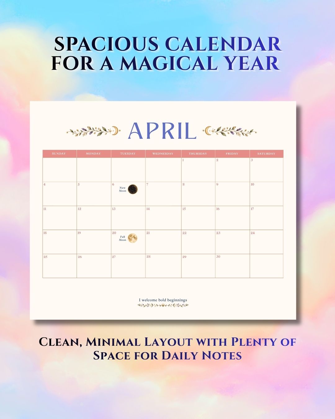 2027 Mystical Celestial Dreams -  Sun and Moon Wall Art Calendar