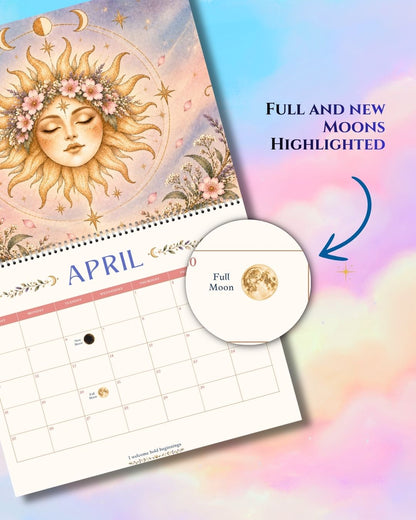2027 Mystical Celestial Dreams -  Sun and Moon Wall Art Calendar