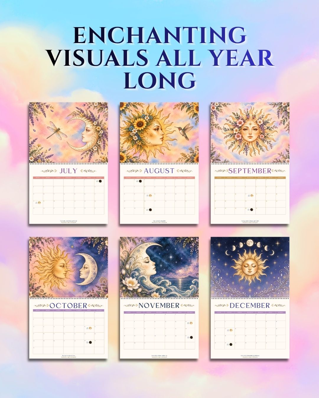 2027 Mystical Celestial Dreams -  Sun and Moon Wall Art Calendar