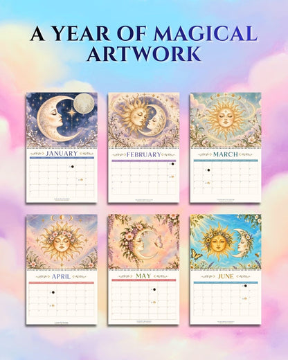 2027 Mystical Celestial Dreams -  Sun and Moon Wall Art Calendar