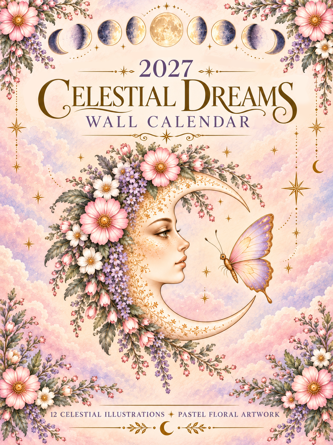 2027 Mystical Celestial Dreams -  Sun and Moon Wall Art Calendar