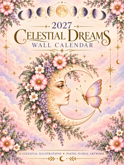 2027 Mystical Celestial Dreams -  Sun and Moon Wall Art Calendar