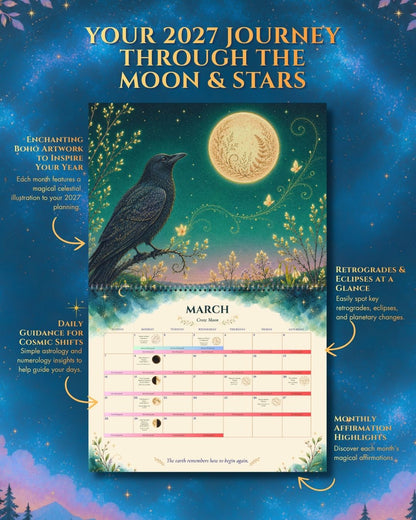 Enchanted Wildlife 2027 Astrology Calendar | Celestial Wall Calendar
