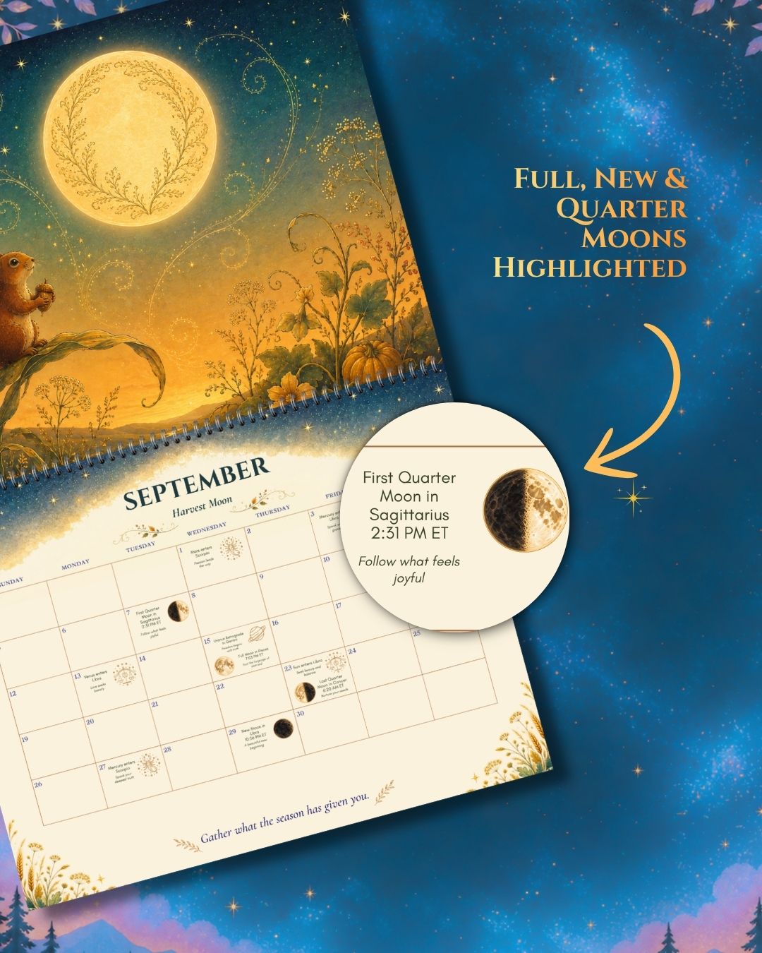 Enchanted Wildlife 2027 Astrology Calendar | Celestial Wall Calendar