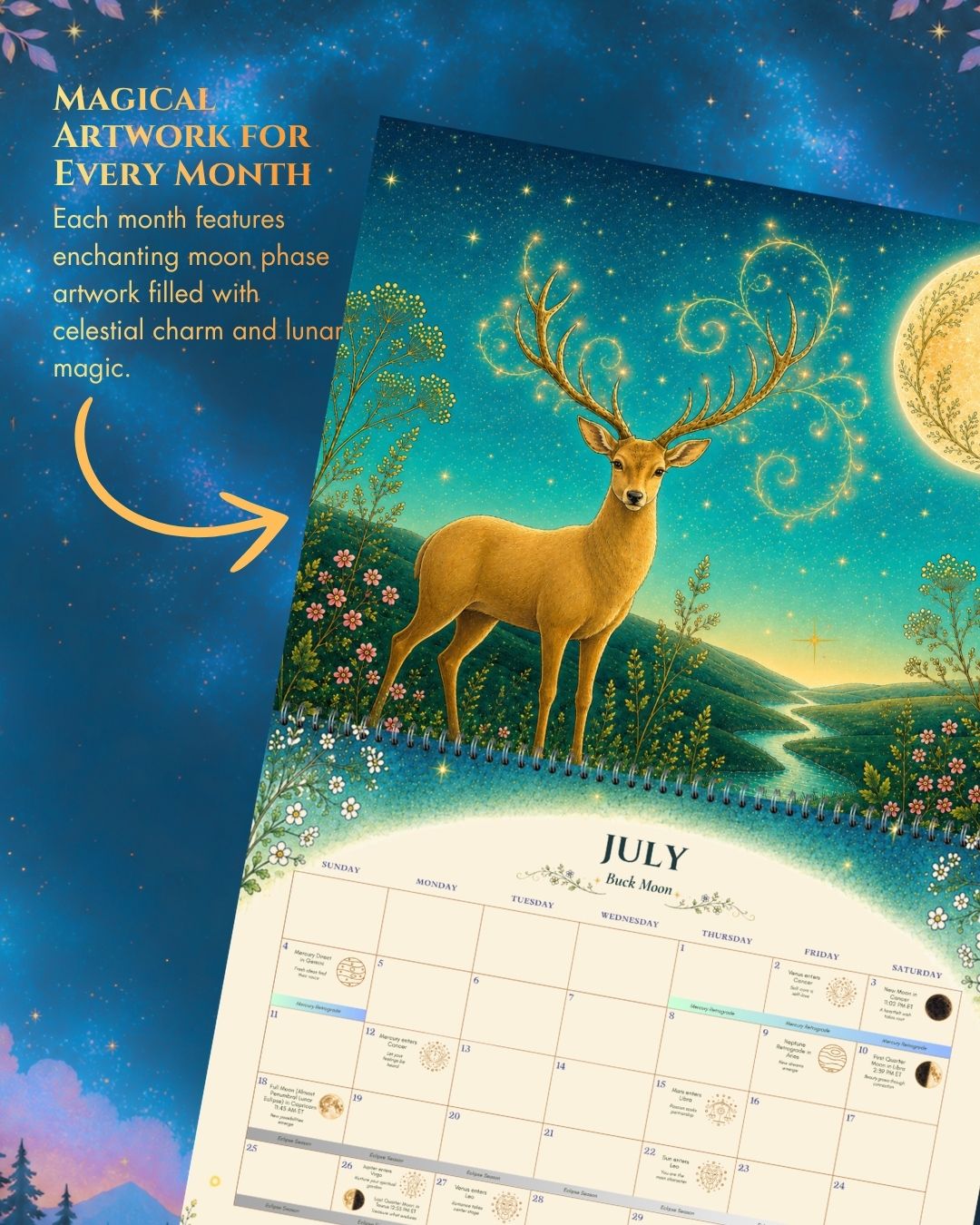 Enchanted Wildlife 2027 Astrology Calendar | Celestial Wall Calendar