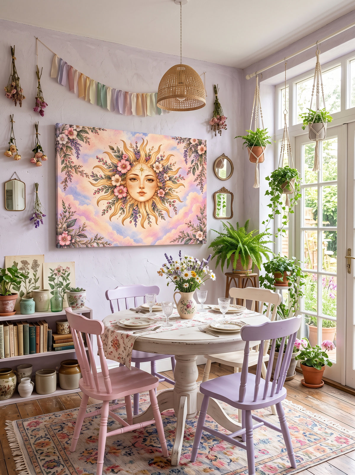 Cosmos Sun Goddess – Boho Celestial Canvas Wall Art