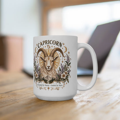 Capricorn Boho Celestial Floral Goat Mug