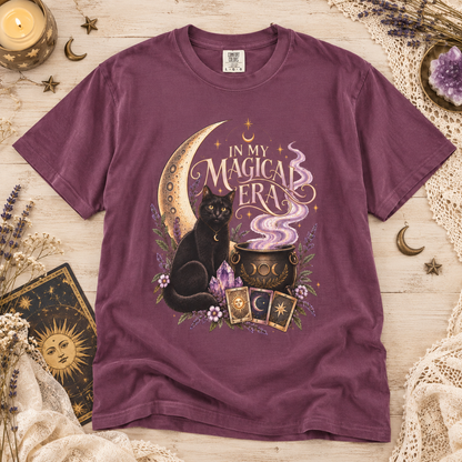 Witchy Floral Black Cat Shirt - In My Magical Era Vintage Celestial Tee