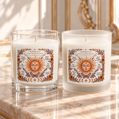 Personalized Boho Celestial Sun Scented and Unscented Candle