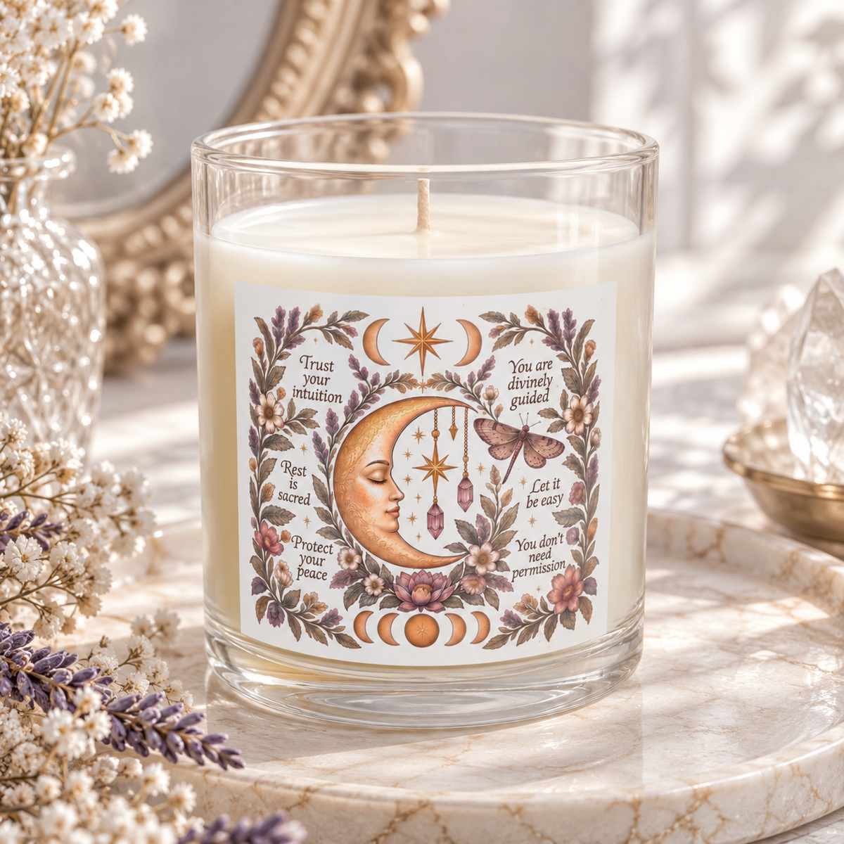 Affirmation Boho Celestial Self Care Candle