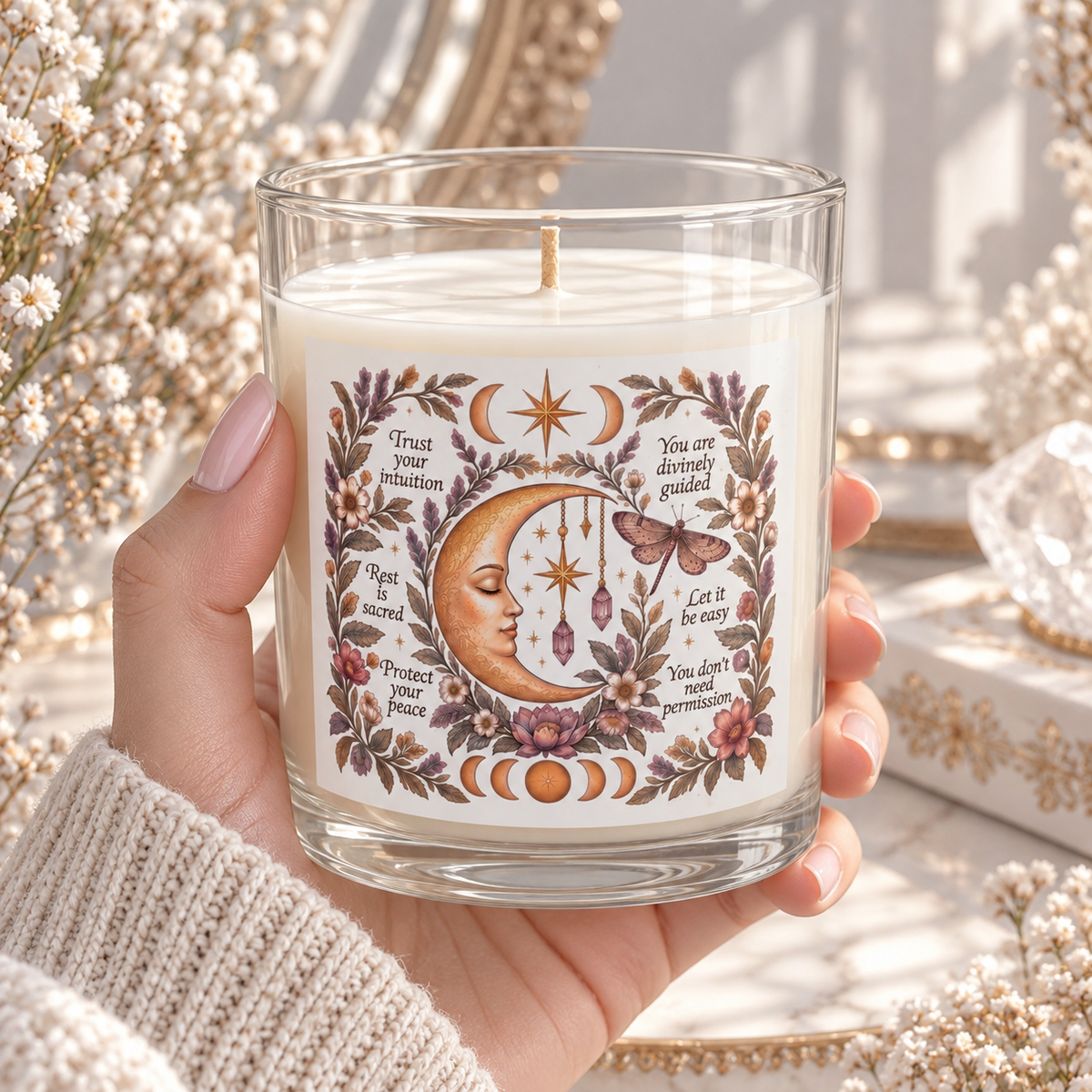 Affirmation Boho Celestial Self Care Candle
