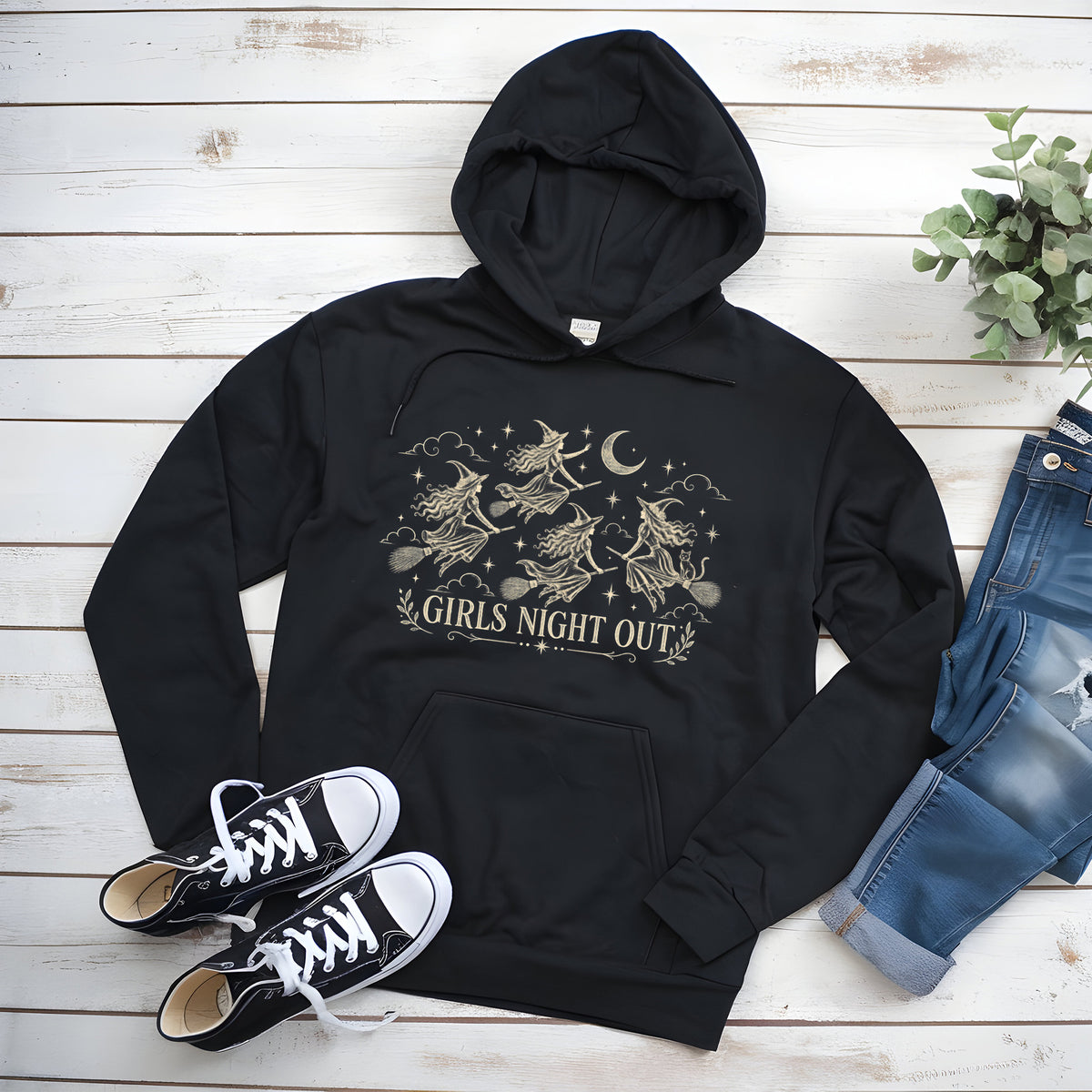Girls Night Out Halloween Hoodie, Funny Witch Graphic Sweatshirt, Funny Halloween Pullover, Witchy Gift for Women, Spooky Season Outfit