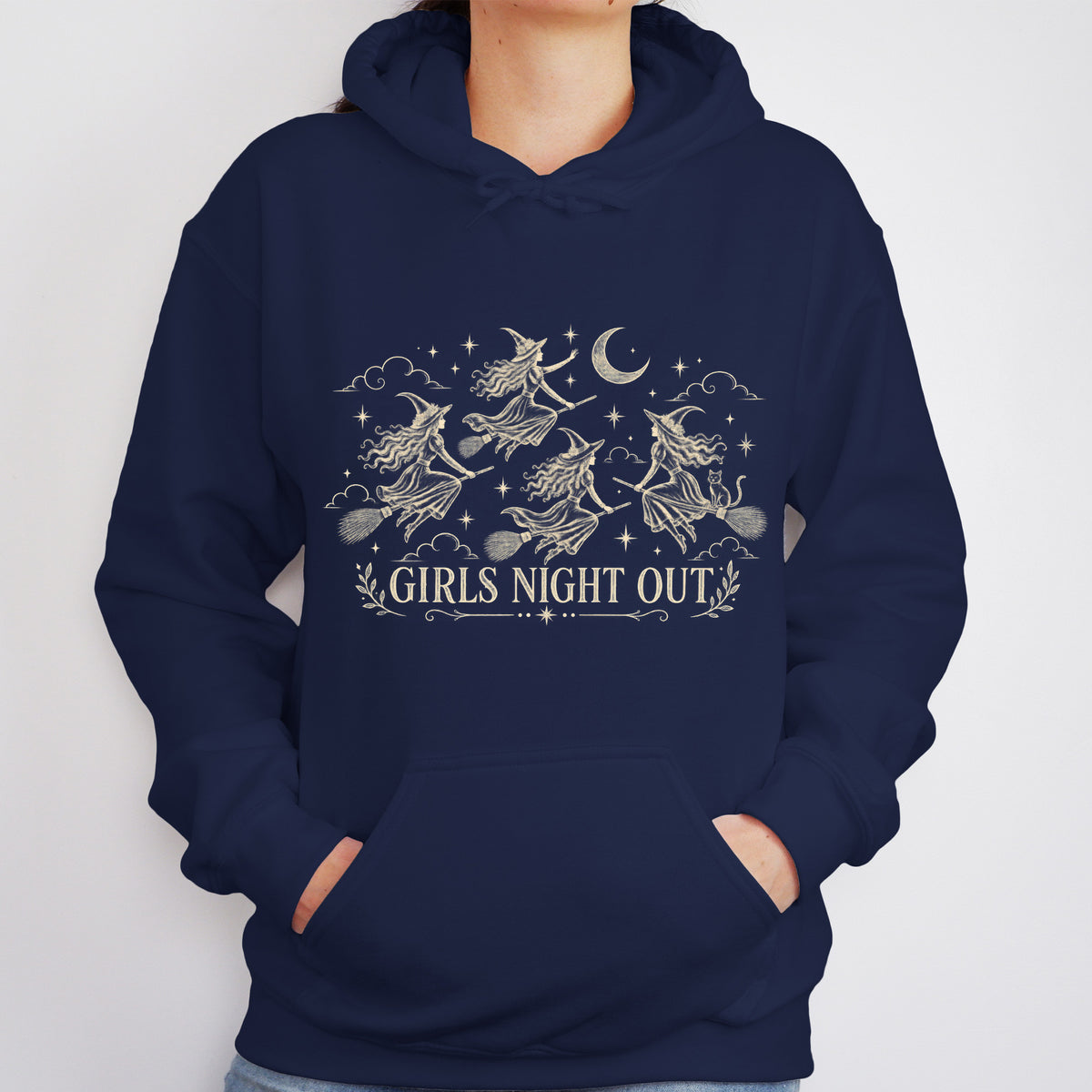 Girls Night Out Halloween Hoodie, Funny Witch Graphic Sweatshirt, Funny Halloween Pullover, Witchy Gift for Women, Spooky Season Outfit