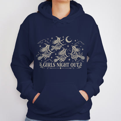 Girls Night Out Halloween Hoodie, Funny Witch Graphic Sweatshirt, Funny Halloween Pullover, Witchy Gift for Women, Spooky Season Outfit