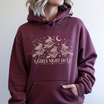 Girls Night Out Halloween Hoodie, Funny Witch Graphic Sweatshirt, Funny Halloween Pullover, Witchy Gift for Women, Spooky Season Outfit