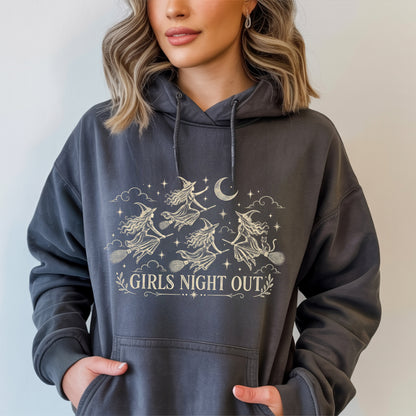 Girls Night Out Halloween Hoodie, Funny Witch Graphic Sweatshirt, Funny Halloween Pullover, Witchy Gift for Women, Spooky Season Outfit