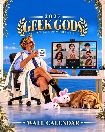 Geek Gods 2027 Art Wall Calendar - Funny Modern Life, Tech & Office Humor Wall Calendar