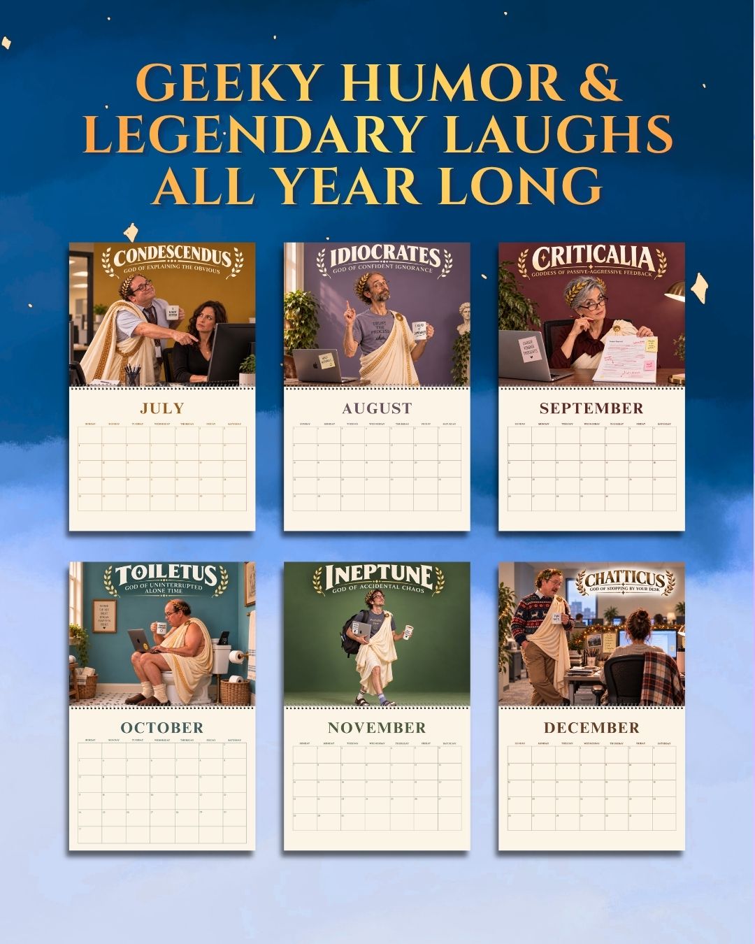 Geek Gods 2027 Art Wall Calendar - Funny Modern Life, Tech & Office Humor Wall Calendar