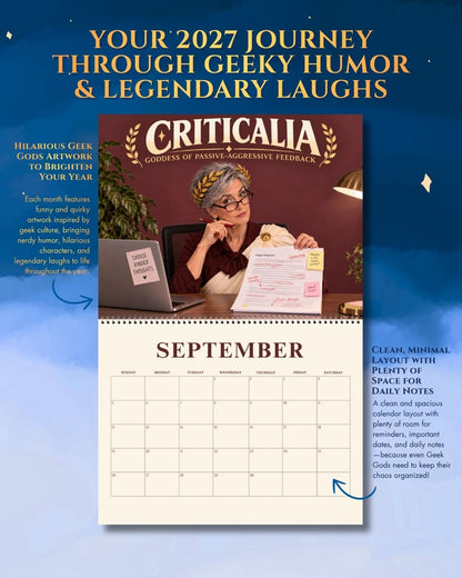 Geek Gods 2027 Art Wall Calendar - Funny Modern Life, Tech & Office Humor Wall Calendar