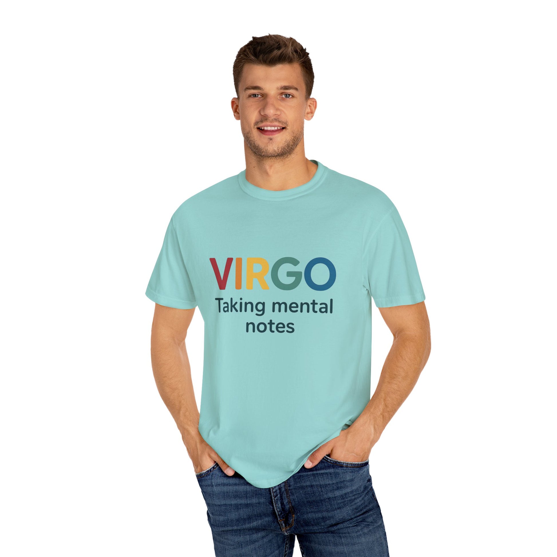 VIRGO Taking Mental Notes – Rainbow Minimalist Zodiac Tee
