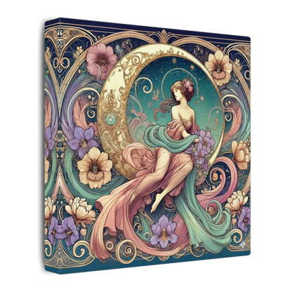 Floral Moon Muse – Art Nouveau Goddess Wall Art