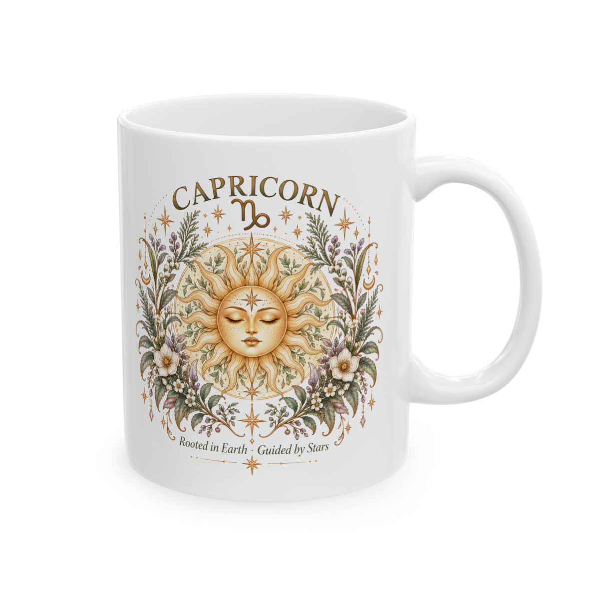Celestial Sun Floral Capricorn Zodiac Coffee Mug 11oz and 15 oz