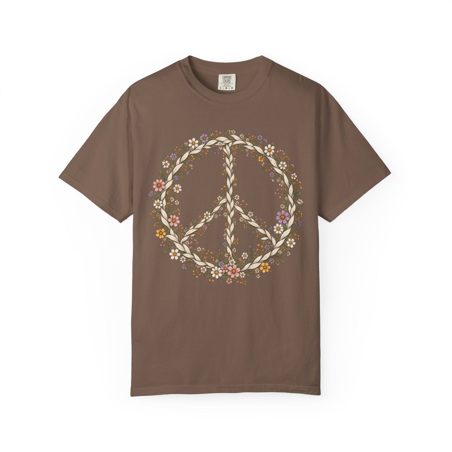 Boho Vintage Wildflower Peace Sign T-Shirt
