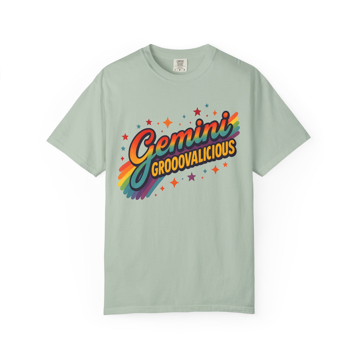 Gemini Groovalicious - Retro Disco Rainbow Zodiac Tee - Enchanted Sky