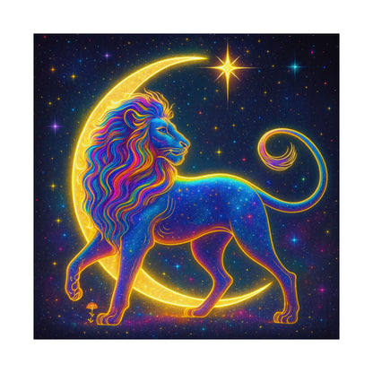 Luminous Lion – Crescent Moon Wall Art Print (Leo Zodiac Inspired)
