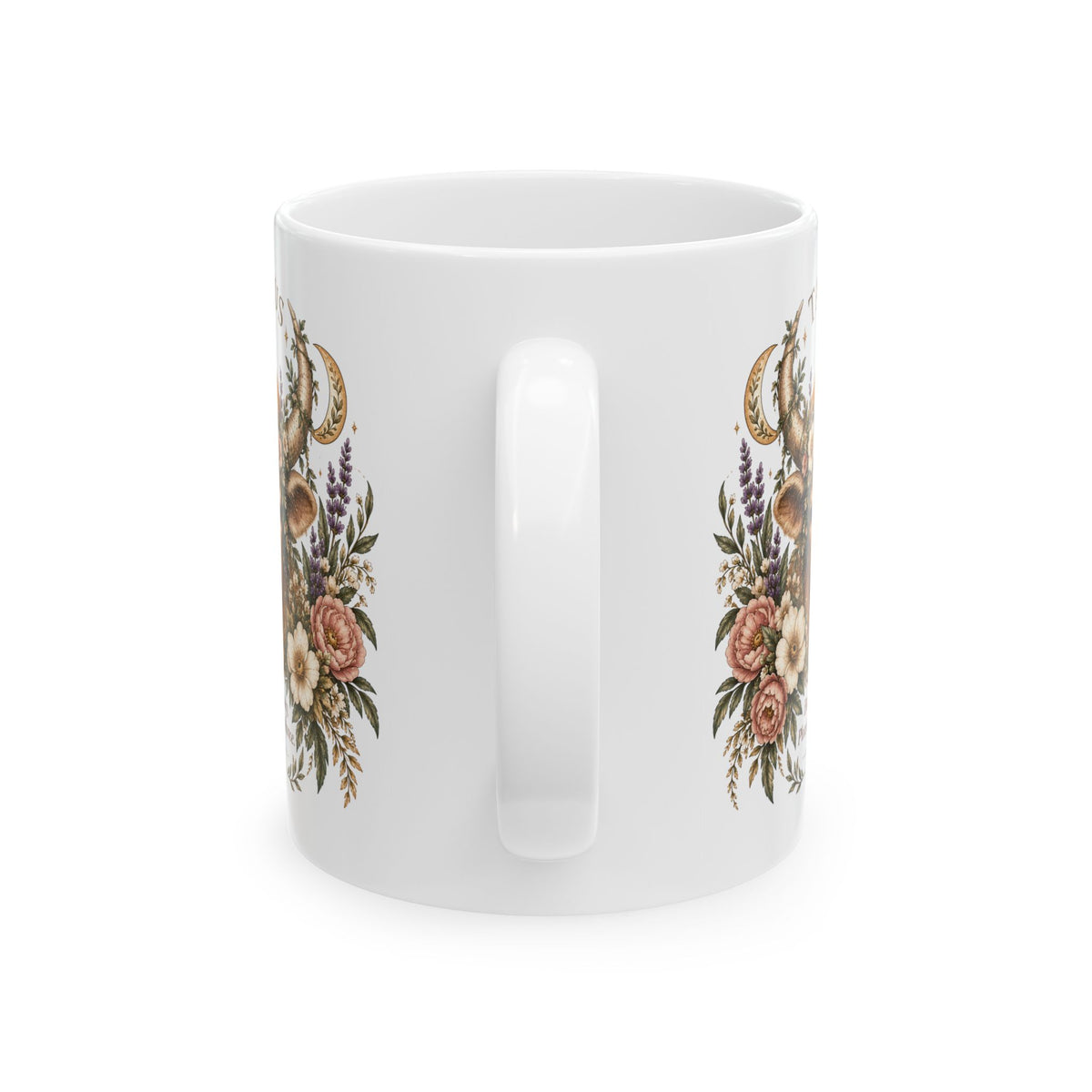 Taurus Floral Bull Zodiac Coffee Mug 11oz and 15oz | Whimsical Celestial Astrology Mug