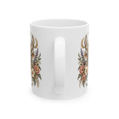 Taurus Floral Bull Zodiac Coffee Mug 11oz and 15oz | Whimsical Celestial Astrology Mug