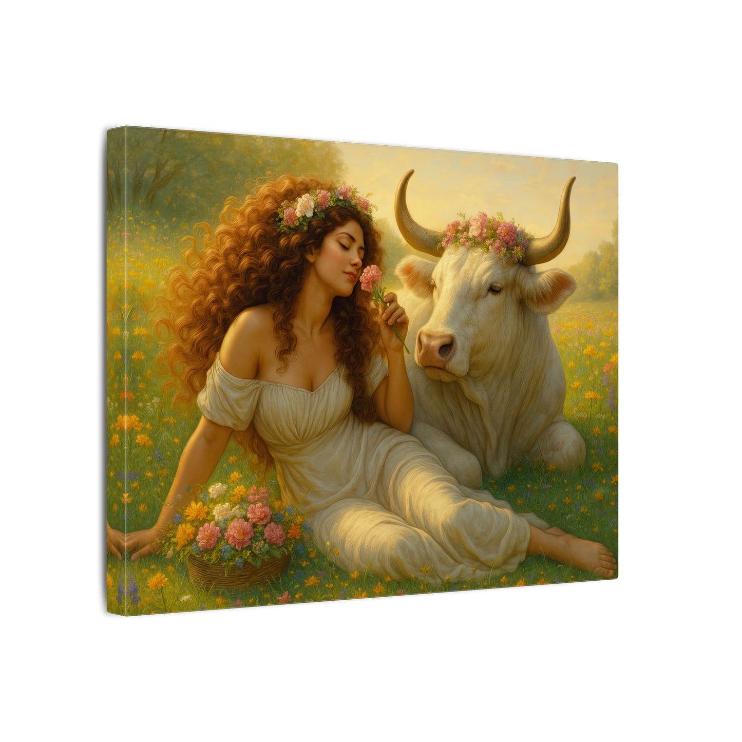 Beauty and the Bull: Art Nouveau Taurus Goddess Wall Art