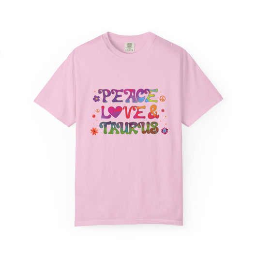 Peace Love & Taurus – Earthy Retro Zodiac Tee