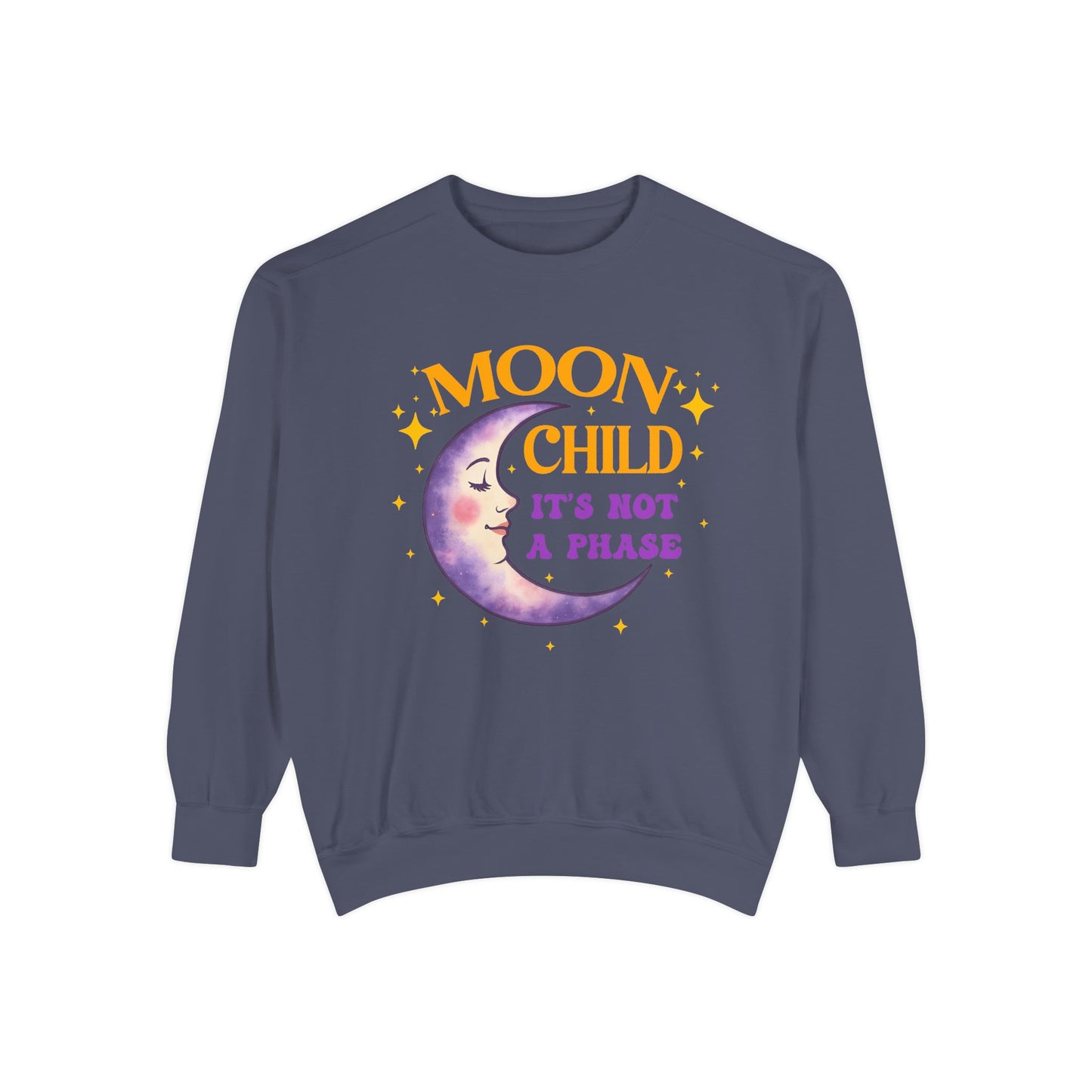 Moon Child It's Not a Phase Unisex Crewneck – Colorful Celestial Comfort Colors Midweight Sweatshirt