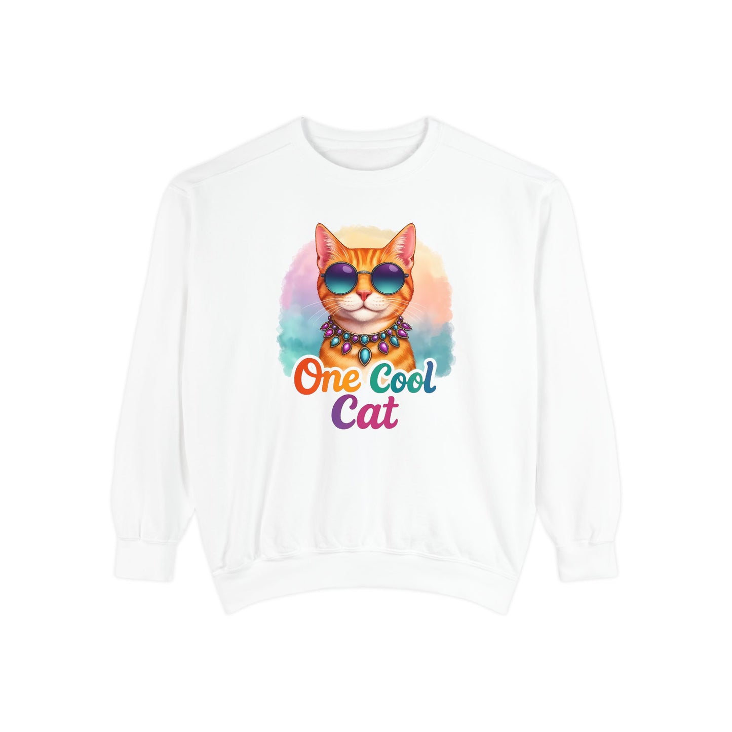 One Cool Cat Unisex Crewneck – Colorful Vibrant Comfort Colors Midweight Sweatshirt