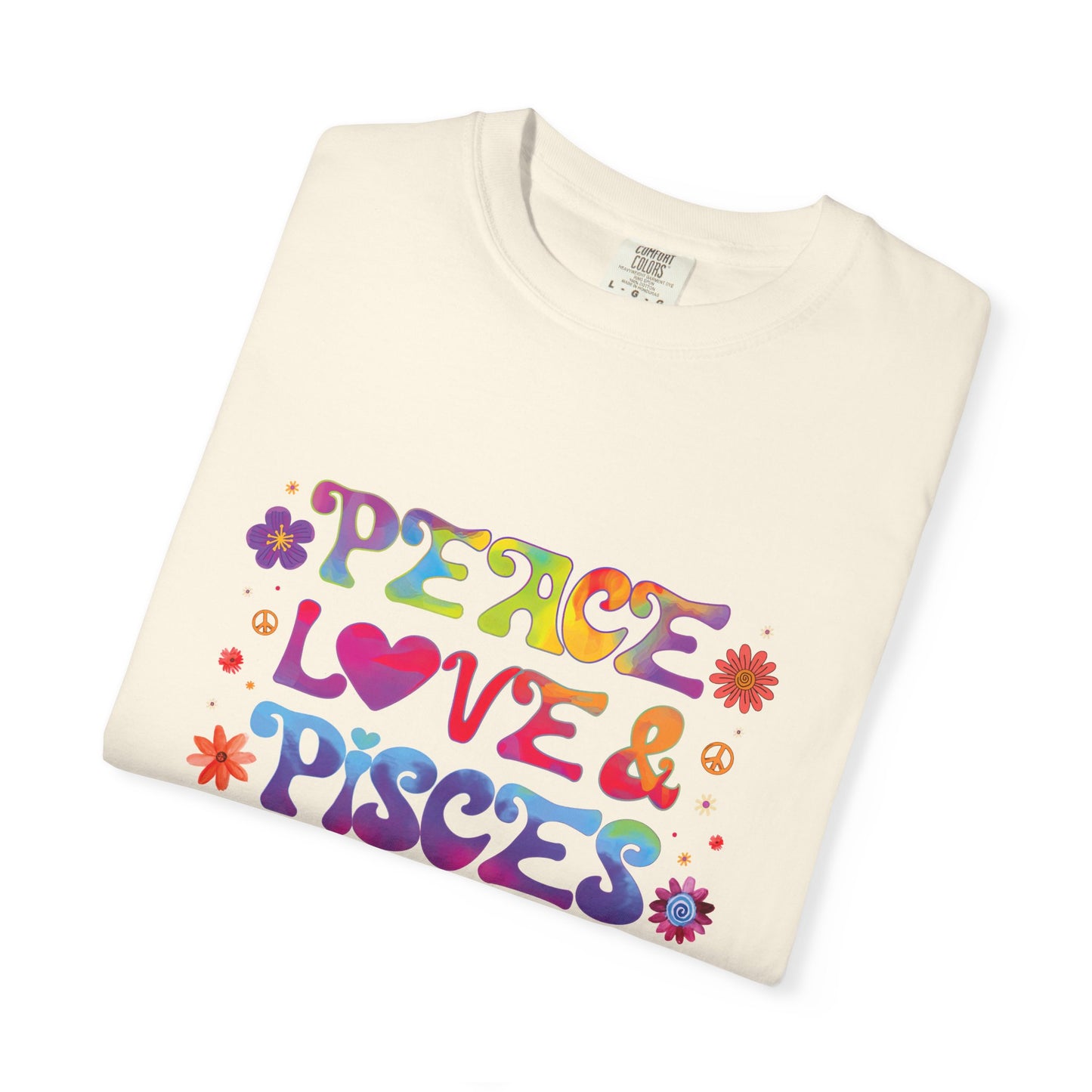 Peace Love & Pisces Tee – Retro Colorful Zodiac Shirt