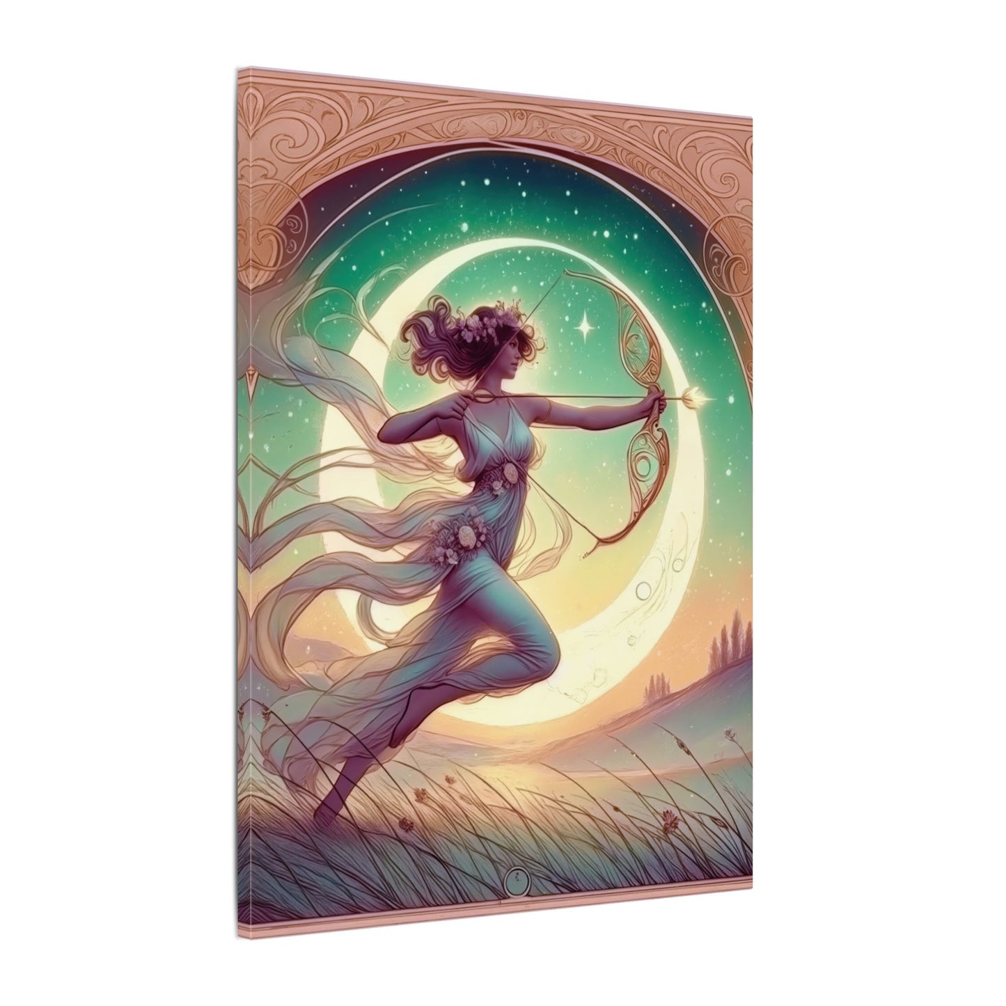 Artemis Rising – Celestial Archer Art Nouveau Wall Art