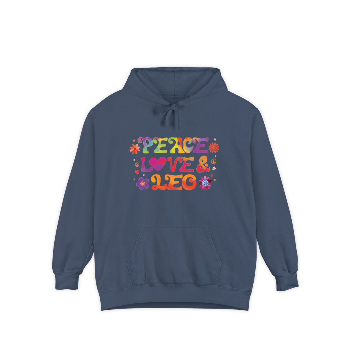 Peace Love & Leo Unisex Hoodie – Groovy Retro Comfort Colors Midweight Hoodie