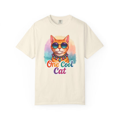 One Cool Cat  -  Funny Retro Groovy Cat Lover Tee