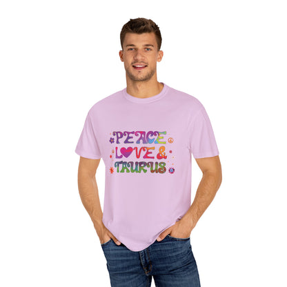 Peace Love & Taurus – Earthy Retro Zodiac Tee