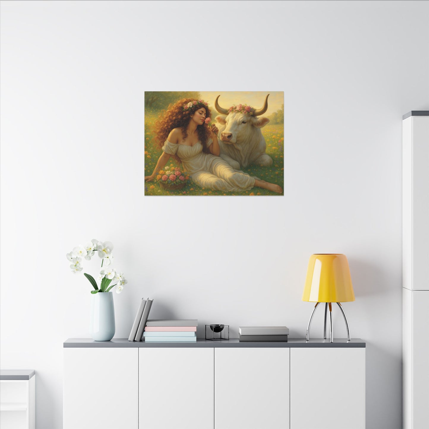 Taurus Zodiac Wall Art, Renaissance Taurus Canvas Print, Astrology Home Decor, Taurus Gift for Her, Celestial Bull Painting, Star Sign Wall Decor