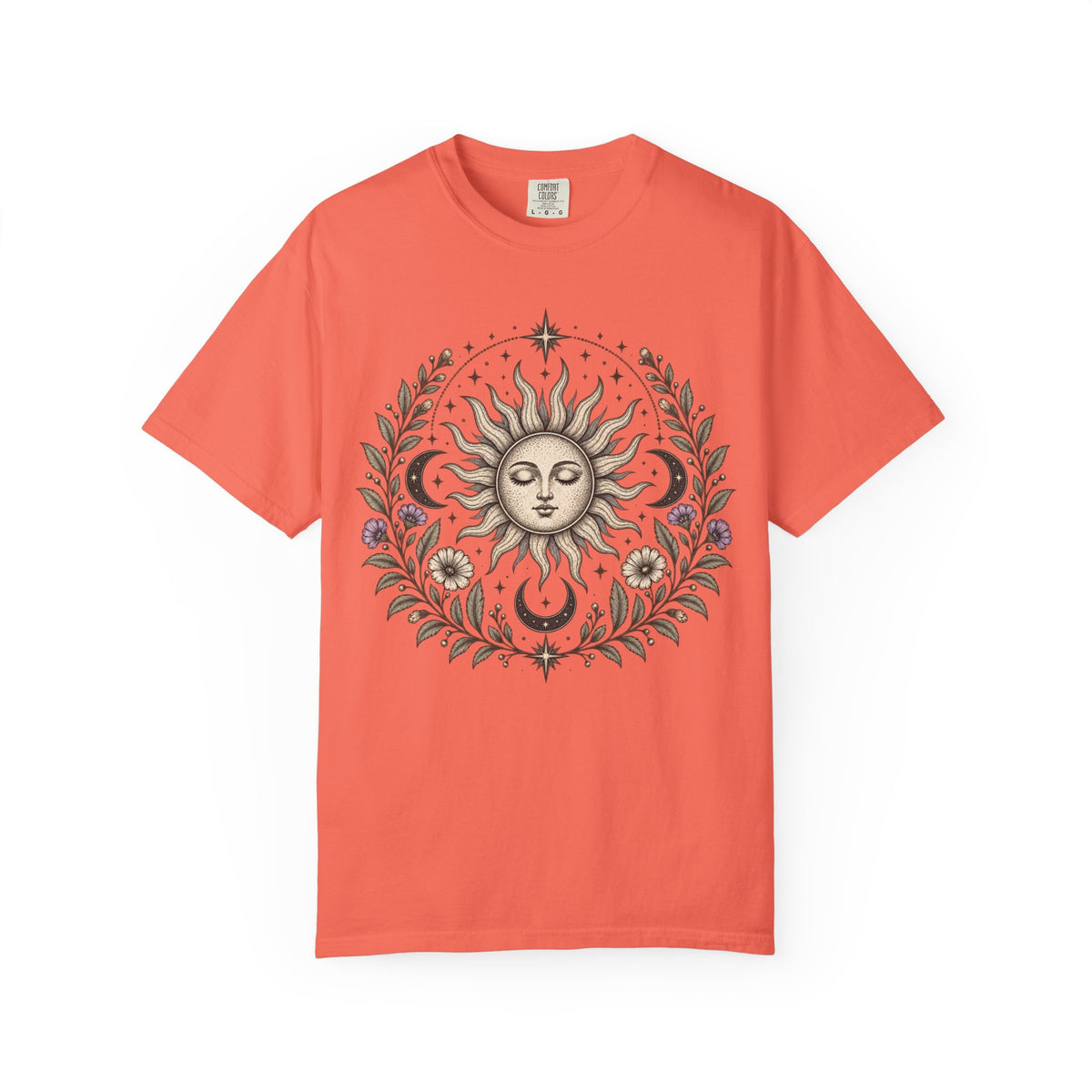 Boho Spiritual Sun and Floral Hippie Unisex T-Shirt