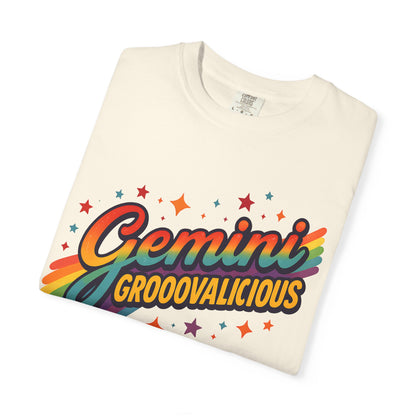 Gemini Groovalicious - Retro Disco Rainbow Zodiac Tee - Enchanted Sky