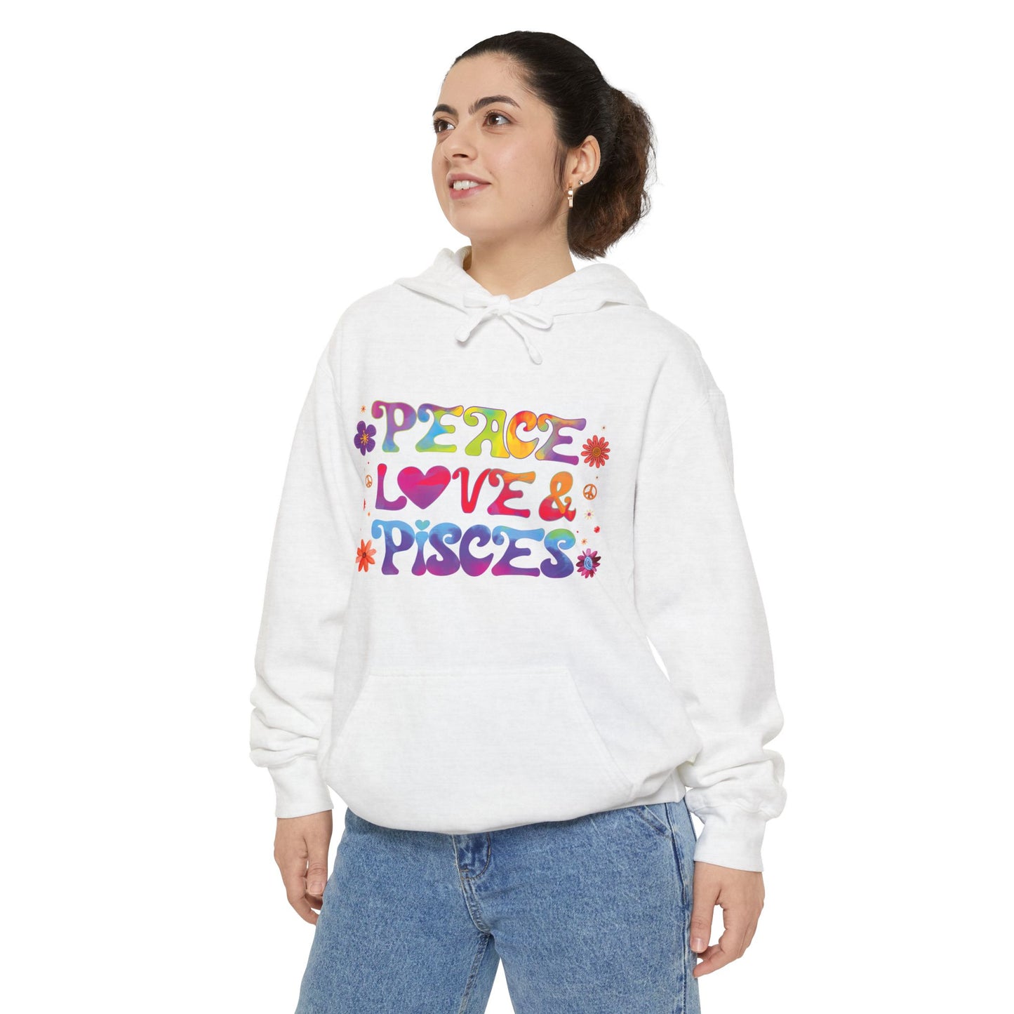 Peace Love & Pisces Unisex Hoodie – Groovy Retro Comfort Colors Midweight Hoodie