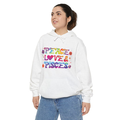 Peace Love & Pisces Unisex Hoodie – Groovy Retro Comfort Colors Midweight Hoodie